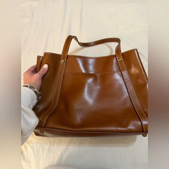 Vintage Used Patricia Nash Leather Chantilly Satchel Tan Color Group Heritage - Picture 5 of 10